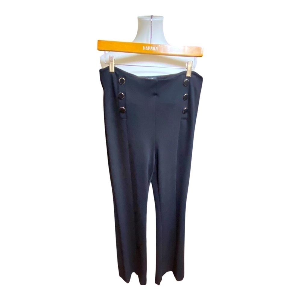 Ann Taylor Sailor Black High-Waisted Pants with Button Detail
